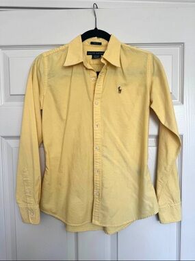 Ralph Lauren Women’s Pale Yellow Oxford Button-Down Shirt